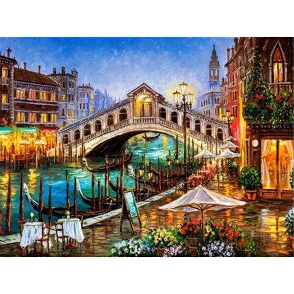 Beautiful Bridge Over Canal Diamond Painting Diamond Art Kit