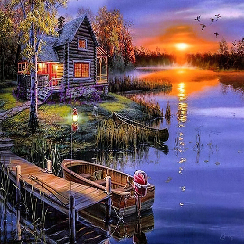 Beautiful Lake And House Diamond Painting Diamond Art Kit