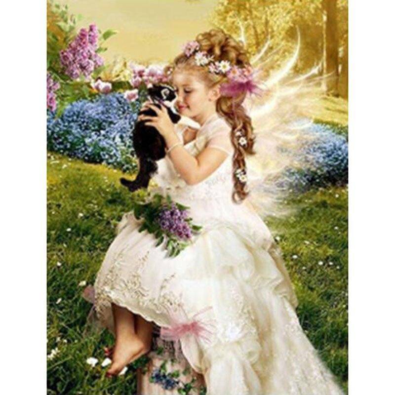 Black Cat and Angel Girl Diamond Painting Diamond Art Kit