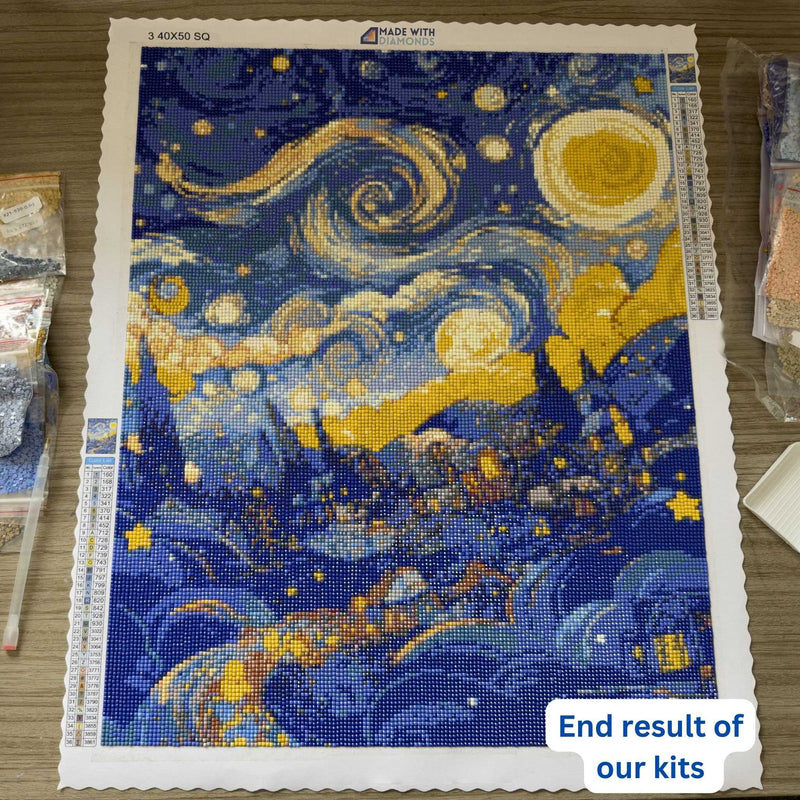Butterfly And Moon Diamond Painting End Result Van Gogh