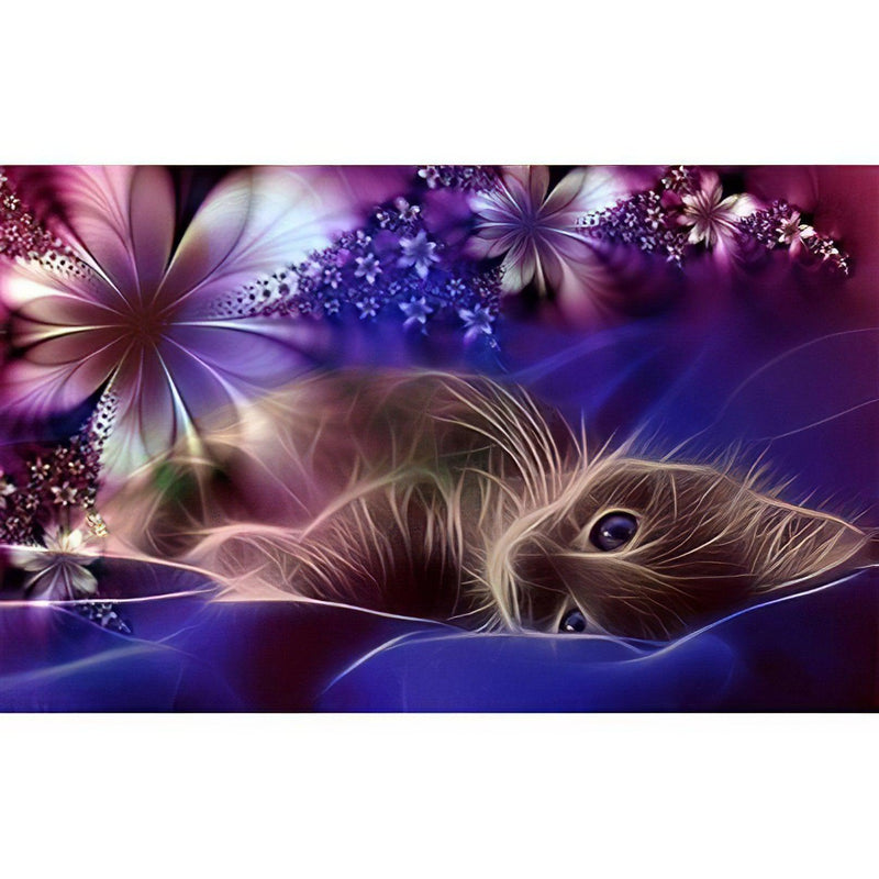 Cat And Flowers Diamond Painting Diamond Art Kit