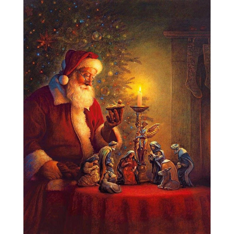 Christmas Santa Claus With Lamp Diamond Painting Diamond Art Kit