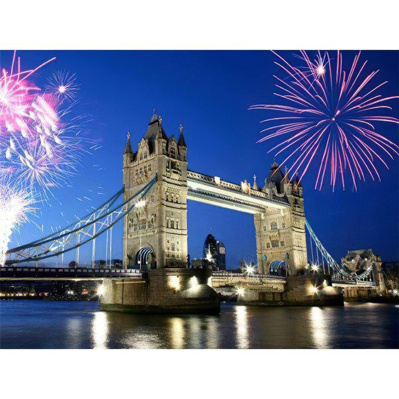 City Bridge And Fireworks Diamond Painting Diamond Art Kit