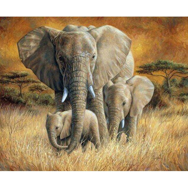 Elephant Family Diamond Painting Diamond Art Kit