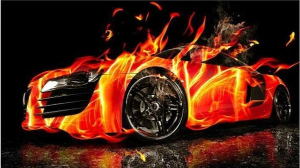 Fiery Car Artwork Diamond Painting Diamond Art Kit