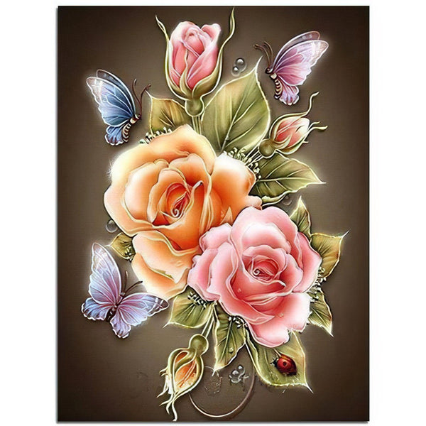 Flowers And Butterfly Diamond Painting Diamond Art Kit