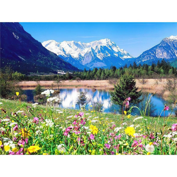 Flowers Before River And Mountain Diamond Painting Diamond Art Kit