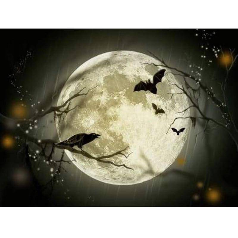 Full Moon On Halloween Diamond Painting Diamond Art Kit