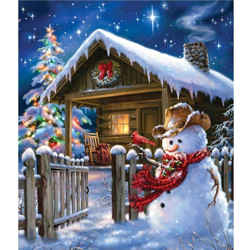 Guarding Your House Snowman Diamond Painting Diamond Art Kit