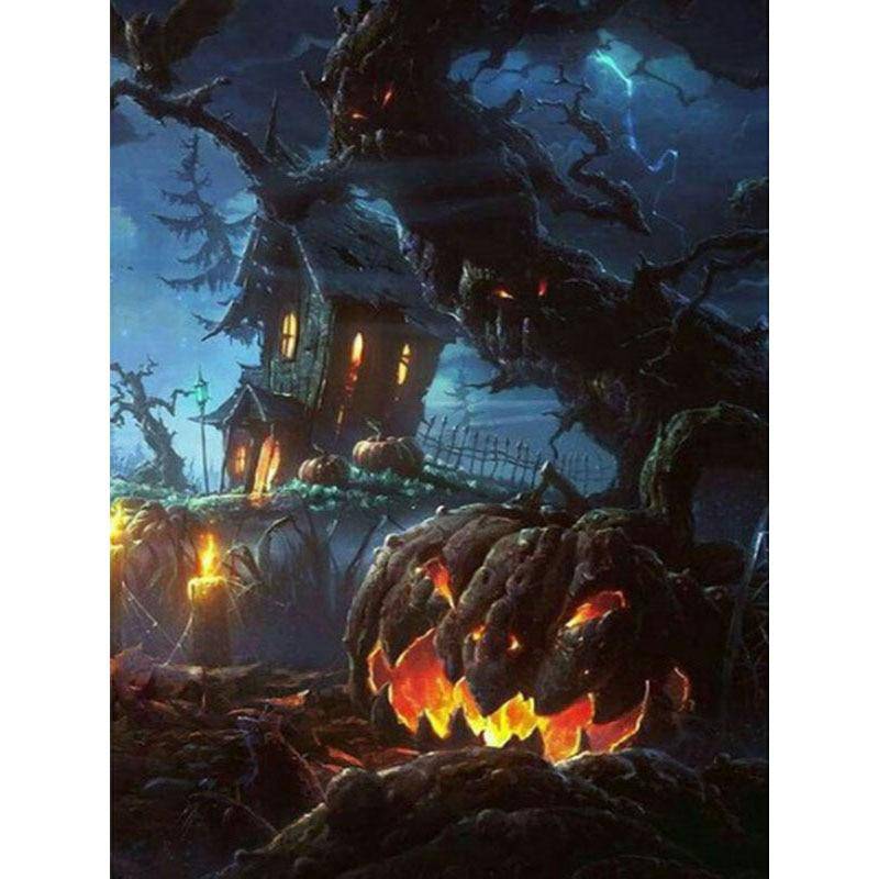 Halloween Tree And House Diamond Painting Diamond Art Kit