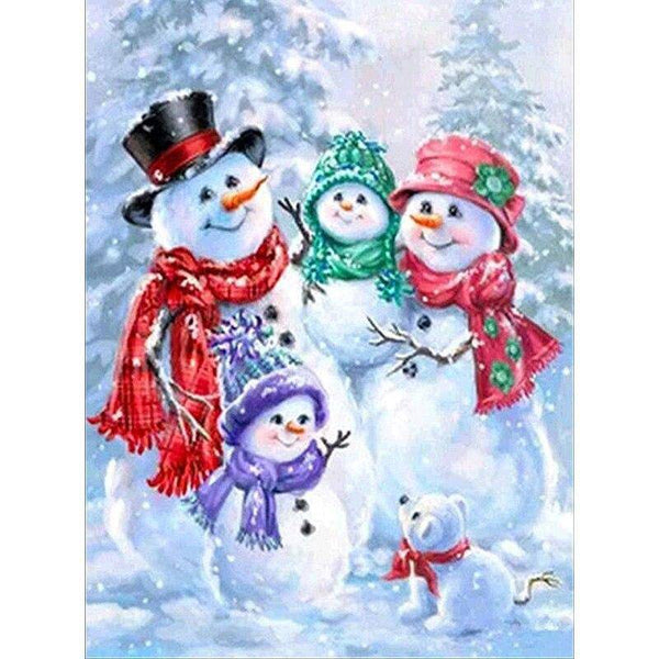 Happy Snowman Family Diamond Painting Diamond Art Kit
