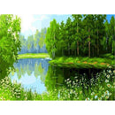 Little Green Flowers and Green Forest Diamond Painting Diamond Art Kit