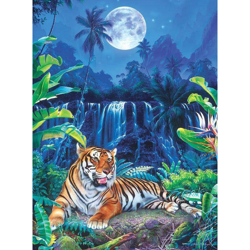 Moonlight Tiger Mountain Waterfall Diamond Painting Diamond Art Kit