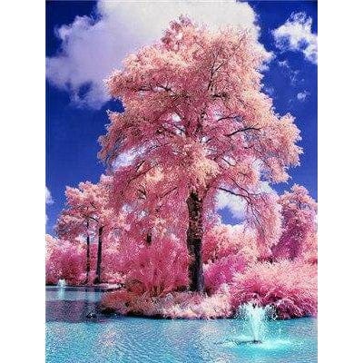 Pink Tree In River Diamond Painting Diamond Art Kit