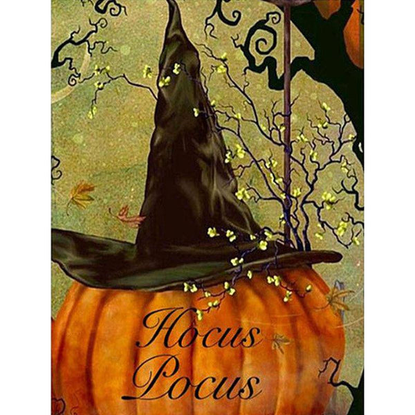 Pumpkin With Witch Cap Diamond Painting Diamond Art Kit