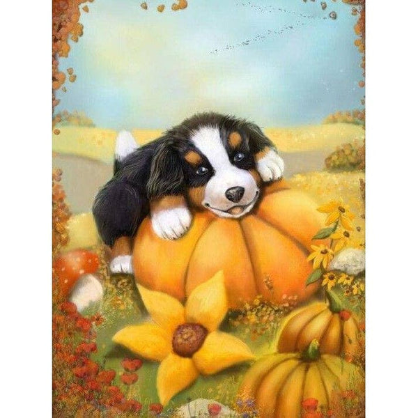 Puppy and Pumpkin Diamond Painting Diamond Art Kit