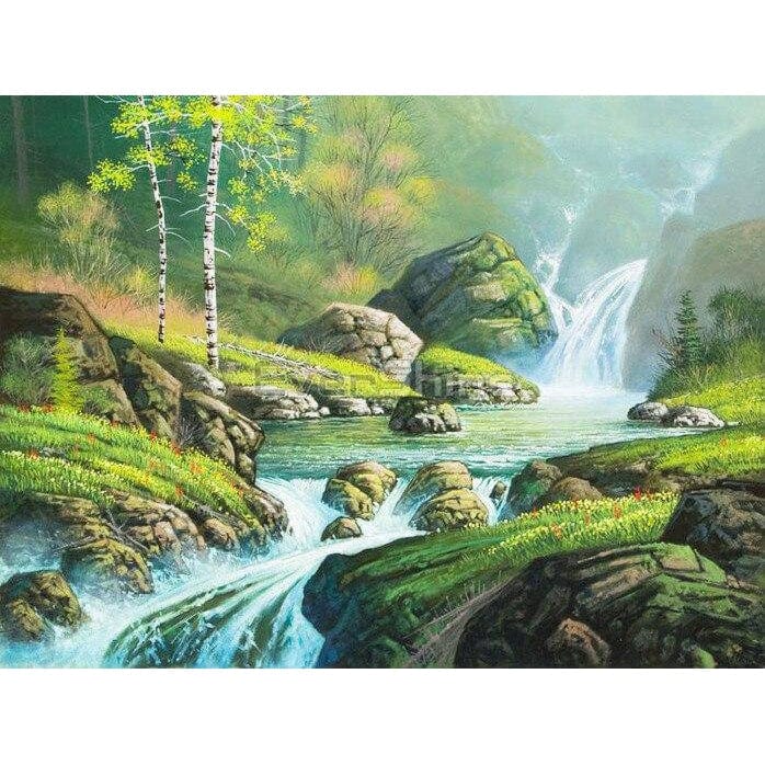 Rocks and Waterfall Diamond Painting Diamond Art Kit