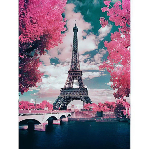 Rosey View Of Eiffel Tower Diamond Painting Diamond Art Kit