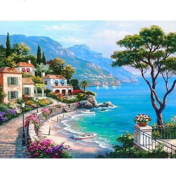 Seaside City close to the Ocean Diamond Painting Diamond Art Kit