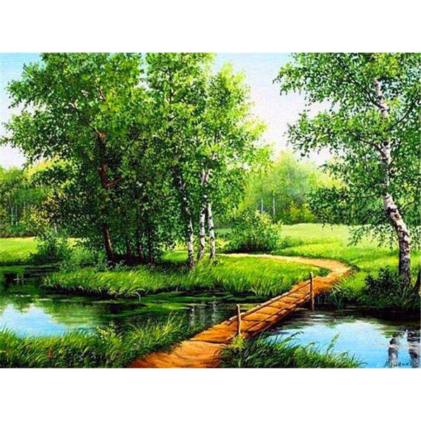 Small Bridge Over Canal Diamond Painting Diamond Art Kit