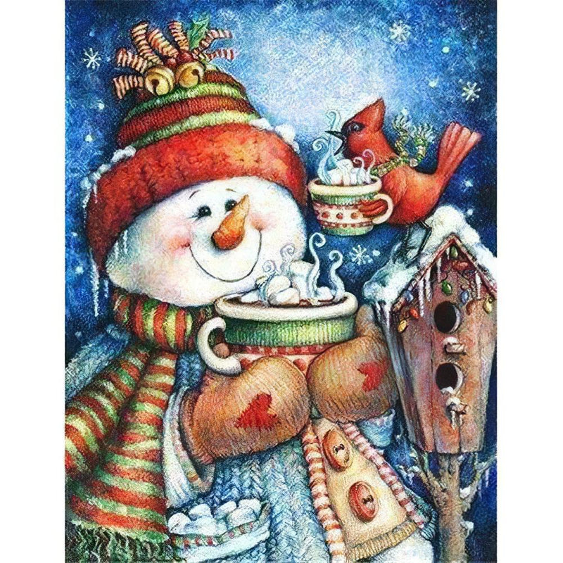 Snowman And Bird House Diamond Painting Diamond Art Kit