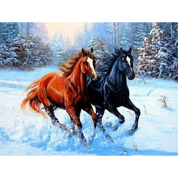 Two Beautiful Horse Running Diamond Painting Diamond Art Kit