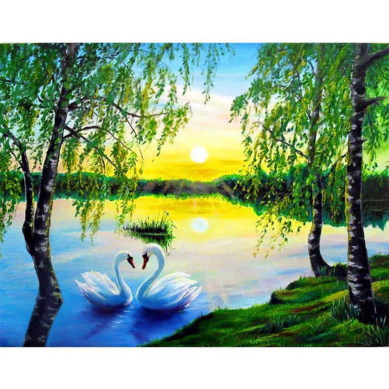 Two Ducks In The Canal Diamond Painting Diamond Art Kit