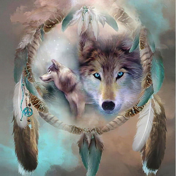 Wolf And Indian Crown Diamond Painting Diamond Art Kit