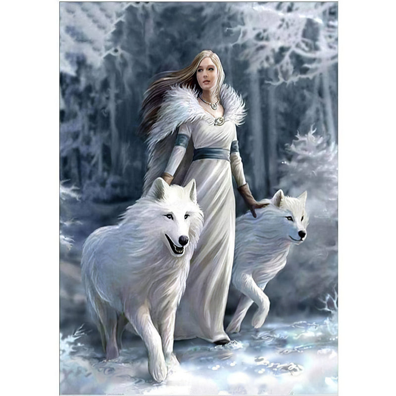 Wolf And Woman Diamond Painting Diamond Art Kit